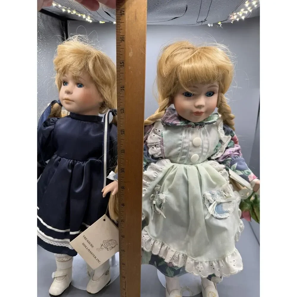 Treasure Dollmaster Porcelain Dolls 20” Blonde Pair w Tags